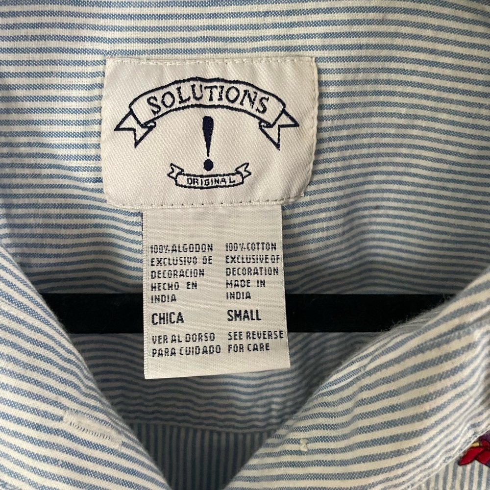 Vintage Solutions Blue Striped Shirt with Embroidered Kiittens in Box’s Small 🐈🎁 - Picture 5 of 5